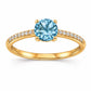Sterling Silver Swiss Blue Topaz Solitaire Ring, Dainty Promise Engagement Band