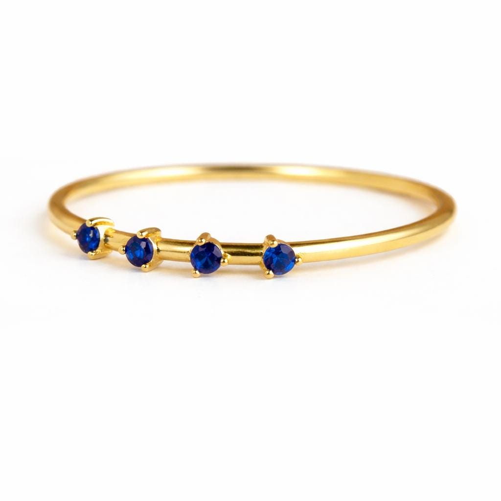 925 Sterling Silver Blue CZ Ring, Minimal Dainty Stackable Everyday Jewelry