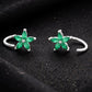 Sterling Silver Emerald CZ Flower Ear Climbers, Dainty Floral Studs