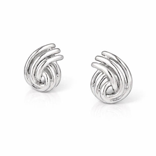 925 Sterling Silver Swirl Knot Stud Earrings, Modern Sculptural Minimalist Design