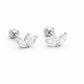 925 Sterling Silver Leaf CZ Stud Earrings, Marquise Cut, Minimal Floral Design