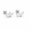 925 Sterling Silver Leaf CZ Stud Earrings, Marquise Cut, Minimal Floral Design