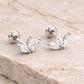 925 Sterling Silver Leaf CZ Stud Earrings, Marquise Cut, Minimal Floral Design