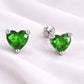 Sterling Silver Green Heart CZ Stud Earrings, Emerald Dainty Minimal Jewelry