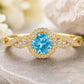 Sterling Silver Swiss Blue Topaz Halo Ring, Vintage Infinity Band, December Birthstone