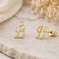 Sterling Silver Initial B Stud Earrings, Minimalist Alphabet Jewelry