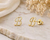 Sterling Silver Initial B Stud Earrings, Minimalist Alphabet Jewelry