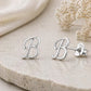 Sterling Silver Initial B Stud Earrings, Minimalist Alphabet Jewelry