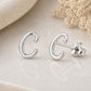 Sterling Silver C Initial Stud Earrings, Minimalist Cursive Alphabet Jewelry