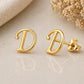 Sterling Silver Initial D Stud Earrings, Minimalist Alphabet Jewelry