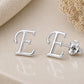 Sterling Silver Initial E Stud Earrings, Minimalist Alphabet Jewelry