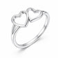 925 Sterling Silver Double Heart Ring, Minimalist Band, Romantic Promise Gift