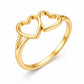 925 Sterling Silver Double Heart Ring, Minimalist Band, Romantic Promise Gift
