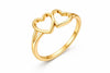 925 Sterling Silver Double Heart Ring, Minimalist Band, Romantic Promise Gift