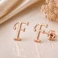 Sterling Silver Initial F Stud Earrings, Minimalist Alphabet Jewelry
