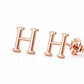 Sterling Silver Initial H Stud Earrings, Minimalist Alphabet Jewelry