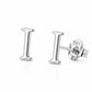 Sterling Silver Initial I Stud Earrings, Minimalist Alphabet Jewelry