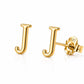 Sterling Silver Initial J Stud Earrings, Minimalist Alphabet Jewelry