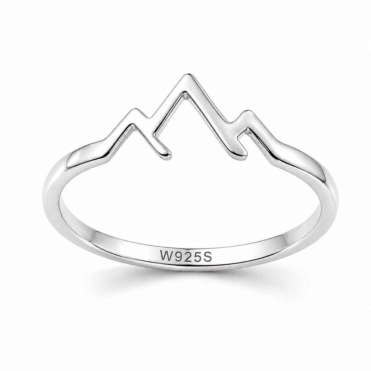 Sterling Silver Mountain Ring: Minimalist Nature Jewelry, Adventure Gift