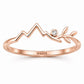 Sterling Silver Mountain Leaf Ring with CZ, Nature Inspired Minimalist Adventure Jewelry