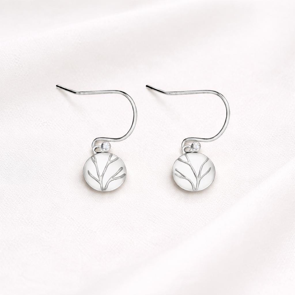 925 Sterling Silver Leaf Drop Earrings, Minimalist Botanical Nature Design