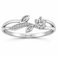 Sterling Silver Leaf Ring with CZ, Nature Engagement Promise Ring Her