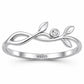 Sterling Silver Infinity Leaf Ring, CZ Nature Vine, Minimalist Promise Ring