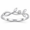 Sterling Silver Infinity Leaf Ring, CZ Nature Vine, Minimalist Promise Ring