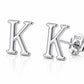 Sterling Silver K Initial Stud Earrings, Minimalist Personalized Name Jewelry