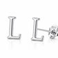 Sterling Silver L Initial Stud Earrings, Minimalist Personalized Name Studs
