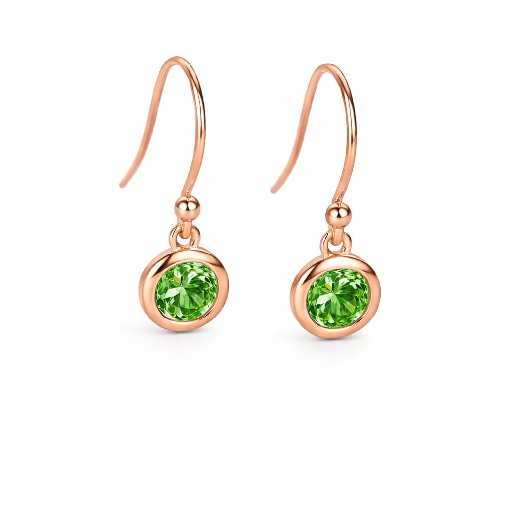 925 Sterling Silver Green CZ Drop Earrings, Bezel Set Dainty Jewelry