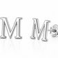 Sterling Silver M Initial Stud Earrings, Minimalist Personalized Name Jewelry
