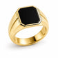 925 Sterling Silver Hexagon Black Onyx Signet Ring, Minimalist Statement Band