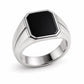 925 Sterling Silver Hexagon Black Onyx Signet Ring, Minimalist Statement Band