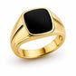 925 Sterling Silver Black Onyx Signet Ring, Cushion Cut Minimalist Statement Band
