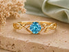Sterling Silver Swiss Blue Topaz Leaf Vine Ring, Nature Inspired Minimalist Promise Ring