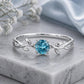 Sterling Silver Swiss Blue Topaz Leaf Vine Ring, Nature Inspired Promise Ring