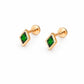 925 Sterling Silver Green CZ Diamond Stud Earrings, Minimalist Geometric Dainty Jewelry