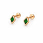 925 Sterling Silver Green CZ Diamond Stud Earrings, Minimalist Geometric Dainty Jewelry