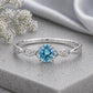 Sterling Silver Swiss Blue Topaz Vine Ring, CZ Leaf Nature Engagement Promise