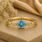 Sterling Silver Swiss Blue Topaz Vine Ring, CZ Leaf Nature Engagement Promise
