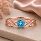 925 Sterling Silver Swiss Blue Topaz Vine Leaf Ring, Nature Inspired Minimalist Gift