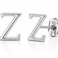 Sterling Silver Letter Z Stud Earrings, Minimalist Alphabet Jewelry