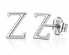 Sterling Silver Letter Z Stud Earrings, Minimalist Alphabet Jewelry