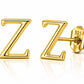 Sterling Silver Letter Z Stud Earrings, Minimalist Alphabet Jewelry