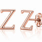 Sterling Silver Letter Z Stud Earrings, Minimalist Alphabet Jewelry