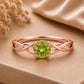 Peridot Infinity Twist Ring, Round Cut Green Stone, August Birthstone, Sterling Silver Promise Ring