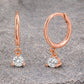 Sterling Silver CZ Dangle Hoop Earrings, Minimalist Huggie Drop Jewelry