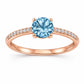 Sterling Silver Swiss Blue Topaz Solitaire Ring, Dainty Promise Engagement Band