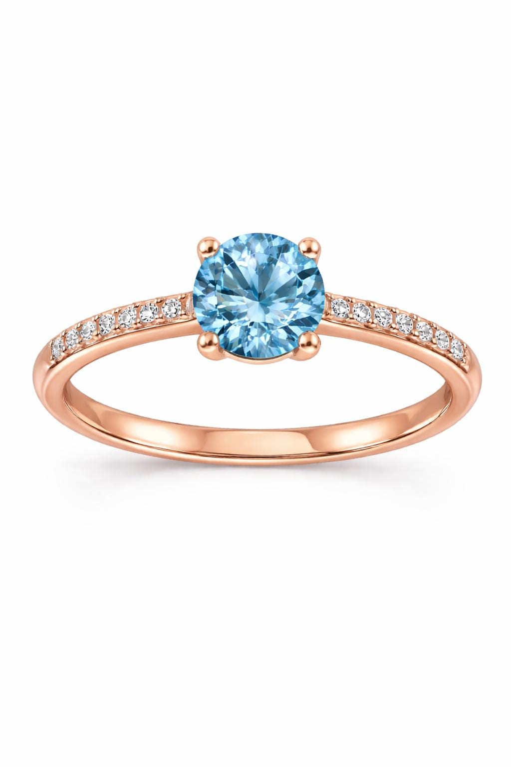 Sterling Silver Swiss Blue Topaz Solitaire Ring, Dainty Promise Engagement Band